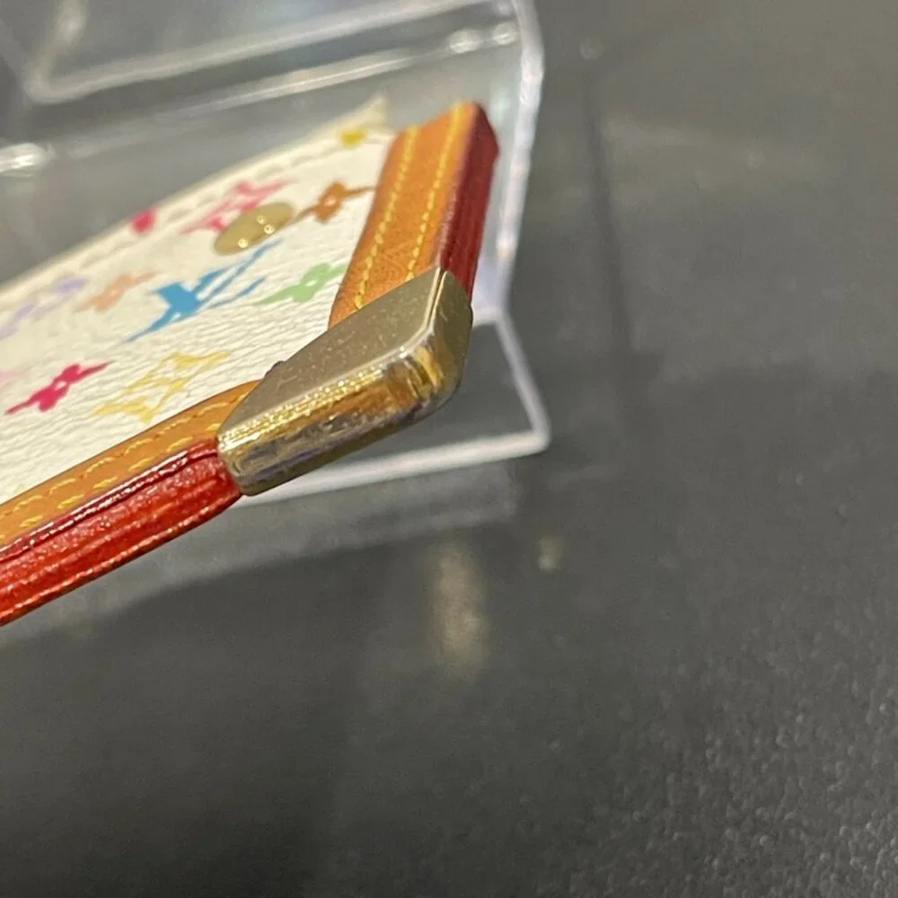Louis Vuitton Multicolor Pochette Cles Coin Purse White (JB1118)